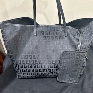 Fendi Monogram Black Tote with Pouch